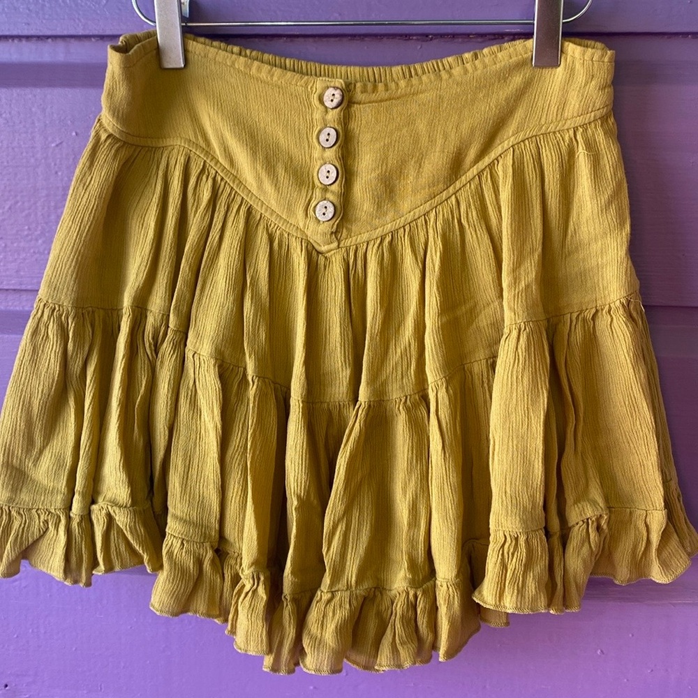 Free People BoHo Mini Skirt Mustard Yellow size XS